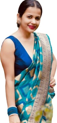 KM CREATION Self Design Banarasi Art Silk Saree(Light Blue)