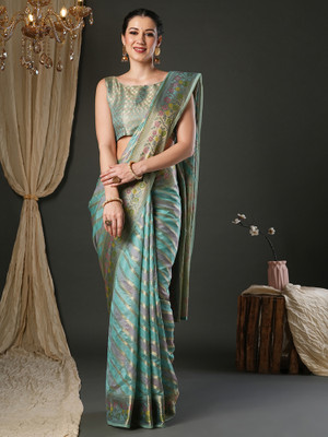 Tasrika Woven Banarasi Organza Saree(Light Blue)