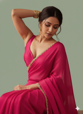 Tokyo Fashion Solid/Plain Handloom Jimmy choo Saree(Pink)