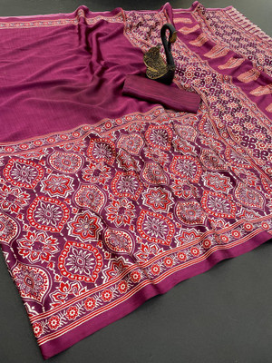 MOON VOGUE Self Design Banarasi Silk Blend Saree(Maroon)