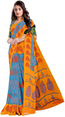AVM SILK MILLS Printed Daily Wear Chiffon Saree(Light Blue)