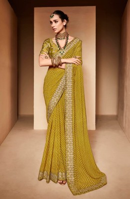 Divastri Embellished Bollywood Georgette Saree(Green)