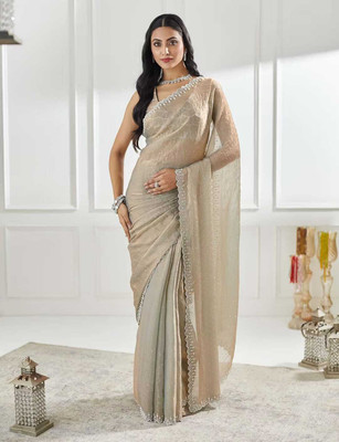 durvacreation Self Design, Solid/Plain Handloom Satin Saree(Cream)