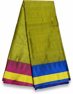 Arzoo kala textiles Woven, Self Design Banarasi Cotton Linen Saree(Pack of 2, Green)