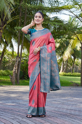 MANJULA SAREE Woven Banarasi Cotton Silk Saree(Pink)