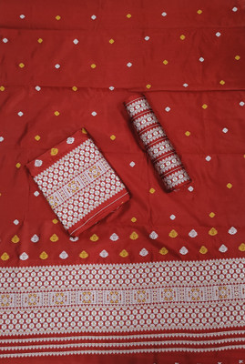 S P CREATION Woven Mekhela Chador Silk Blend Saree(Maroon)