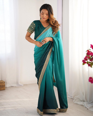 Yogik Creation Solid/Plain Bollywood Silk Blend Saree(Light Green)