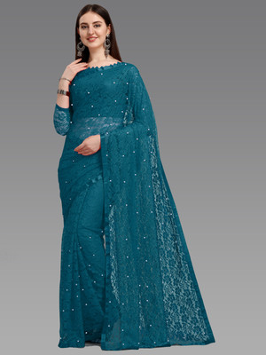LOROFY Self Design Bollywood Net Saree(Multicolor)
