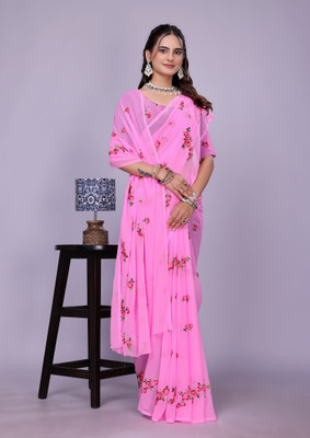 LADY SHOPI Embroidered Bollywood Georgette Saree(Pink)