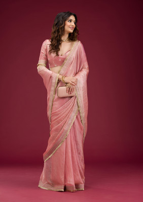 shyamlata Embroidered Bollywood Jimmy choo Saree(Orange)