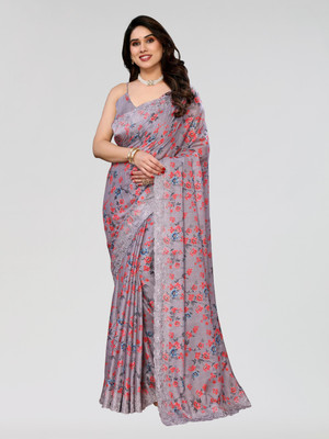 Bandhanivilla Printed Bollywood Tussar Silk Saree(Grey)