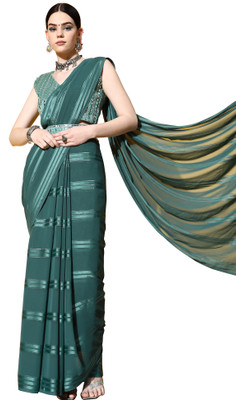 Akhilam Embroidered Bollywood Georgette Saree(Dark Green)