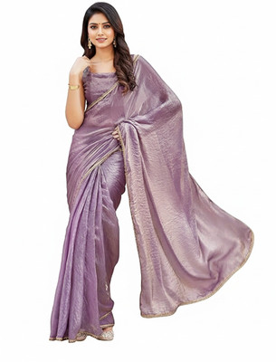 Dhimahi Solid/Plain Bollywood Jimmy choo Saree(Multicolor)