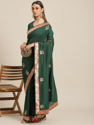 Divastri Printed Bandhani Georgette Saree(Green)