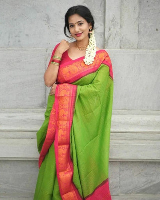 Marziyaa Woven Banarasi Jacquard Saree(Green)