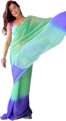 JATADHAR FAB Dyed Ready to Wear Georgette Saree(Green)