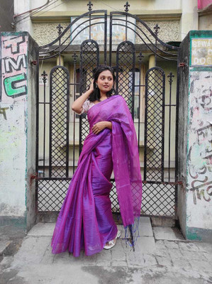 SMRITI BOUTIQUE Self Design Handloom Handloom Tissue Saree(Purple)