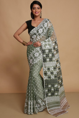 Divastri Woven Taant Pure Cotton Saree(Green)