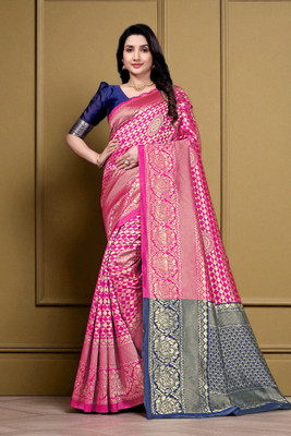 JAY KHODIYAR EMBROIDERY Self Design Bollywood Jacquard Saree(Pink)