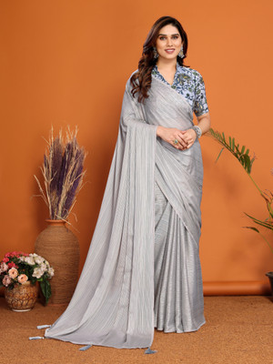 Meet Trendz Embellished Bollywood Georgette Saree(Grey)