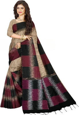 Joyguru Textile Printed Handloom Pure Cotton Saree(Multicolor)