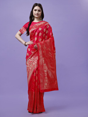 Leelavati Woven, Self Design Kanjivaram Pure Silk, Jacquard Saree(Red)