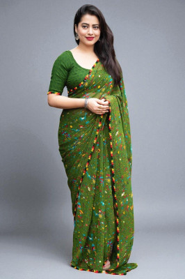 Shatrunjaya Printed Bollywood Georgette Saree(Green)