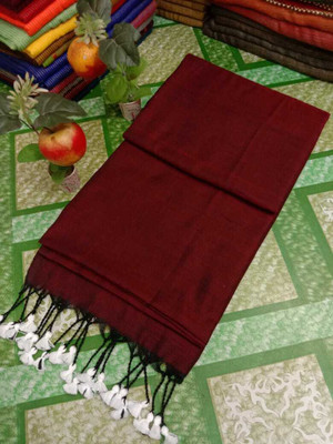 HouseOfCommon Self Design Tant Pure Cotton Saree(Maroon)