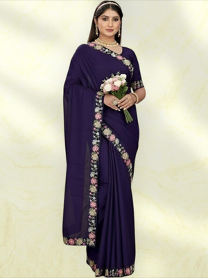 Shree Ambey Self Design Bollywood Georgette Saree(Dark Blue)