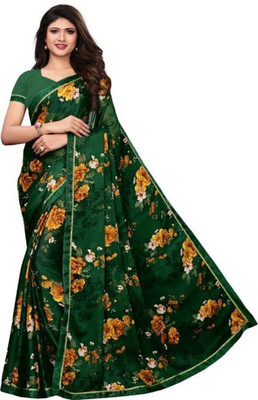 RAJESHWAR FASHION Printed Bollywood Pure Silk, Art Silk Saree(Green)