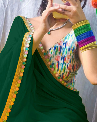 SHAYONAM Embellished Bollywood Georgette Saree(Green)