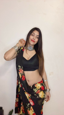 Anand Sarees Floral Print Bollywood Georgette Saree(Black)
