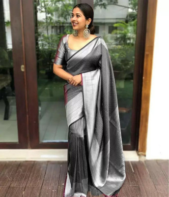 Visit Wear Applique Banarasi Jacquard Saree(Black)