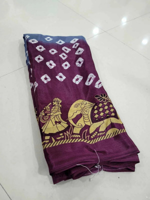 AGV Woven, Striped Bollywood Crepe, Silk Blend Saree(Grey, Maroon)