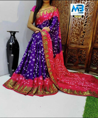 M.B.ENTERPRISE Self Design Bandhani Art Silk Saree(Green)