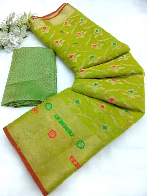 ASHTA Self Design Kanjivaram Pure Cotton, Cotton Silk Saree(Green)