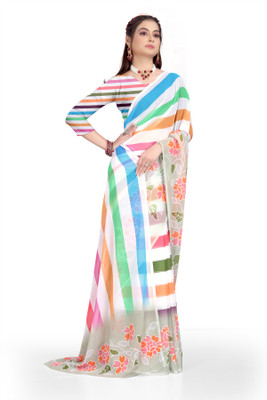 Pemal Designer Digital Print Bollywood Georgette Saree(Multicolor)