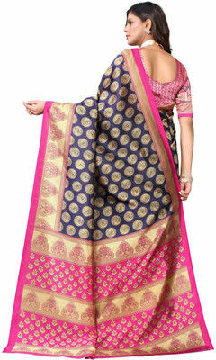 Moda Rapido Floral Print Bollywood Net Saree(Blue)