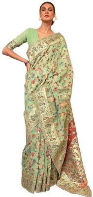 Topsaricenter Printed Kanjivaram Pure Silk Saree(Light Green)