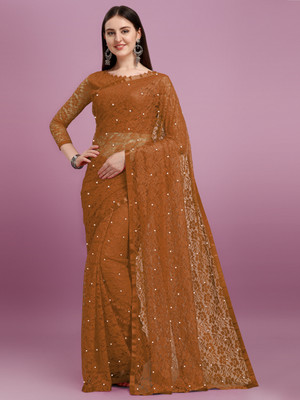 Croza Self Design Bollywood Net Saree(Multicolor)