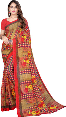 Saadhvi Printed Bandhani Georgette Saree(Red)