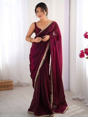VRUTA FASHION Dyed Bollywood Pure Silk Saree(Magenta)