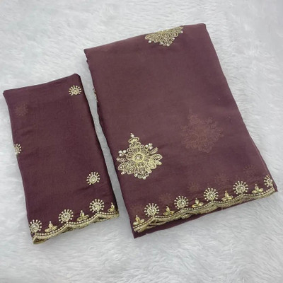 Ethina Fashion Embroidered Bollywood Georgette Saree(Magenta)