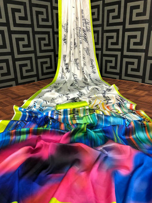 Arpita Fashion Digital Print Bollywood Crepe Saree(Multicolor)