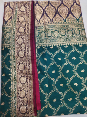 Aaradhya Creation Embroidered Banarasi Nylon Saree(Light Green, Pink)