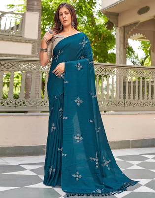 Julee Printed Banarasi Pure Silk Saree(Blue)
