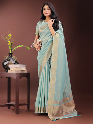Tasrika Woven Banarasi Organza Saree(Blue)