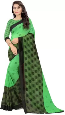 RUNAYA NX Digital Print Daily Wear Chiffon Saree(Green)