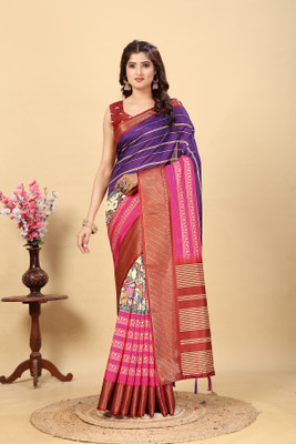 AA ONE ENTERPRISE Printed Bollywood Cotton Silk Saree(Maroon)