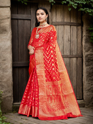 ANOUK Woven Mysore Art Silk Saree(Red)